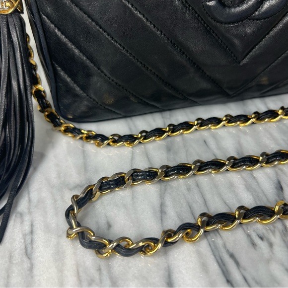 Chanel Black Lambskin Leather CC Quilted Camera Chain Crossbody Bag - Picture 9 of 17